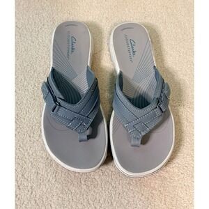 Clarks Breeze Sea Sandal Womens 8M White Comfort Flip Flop Thong Beach Resort